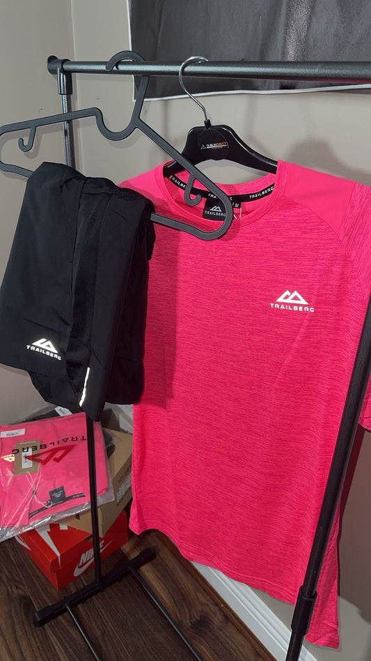 TRAILBERG - Element Tee & Shorts Set PINK/BLACK